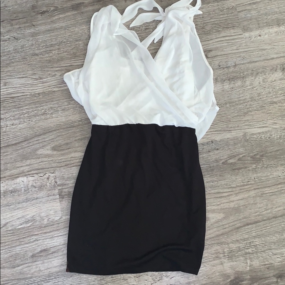 Black and white tie dress